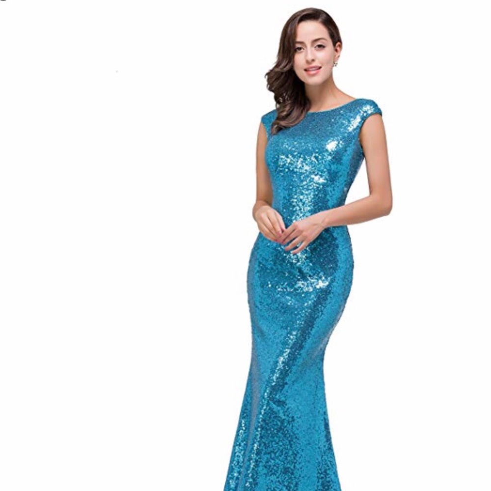 Turquoise/Aqua Sequin Gown